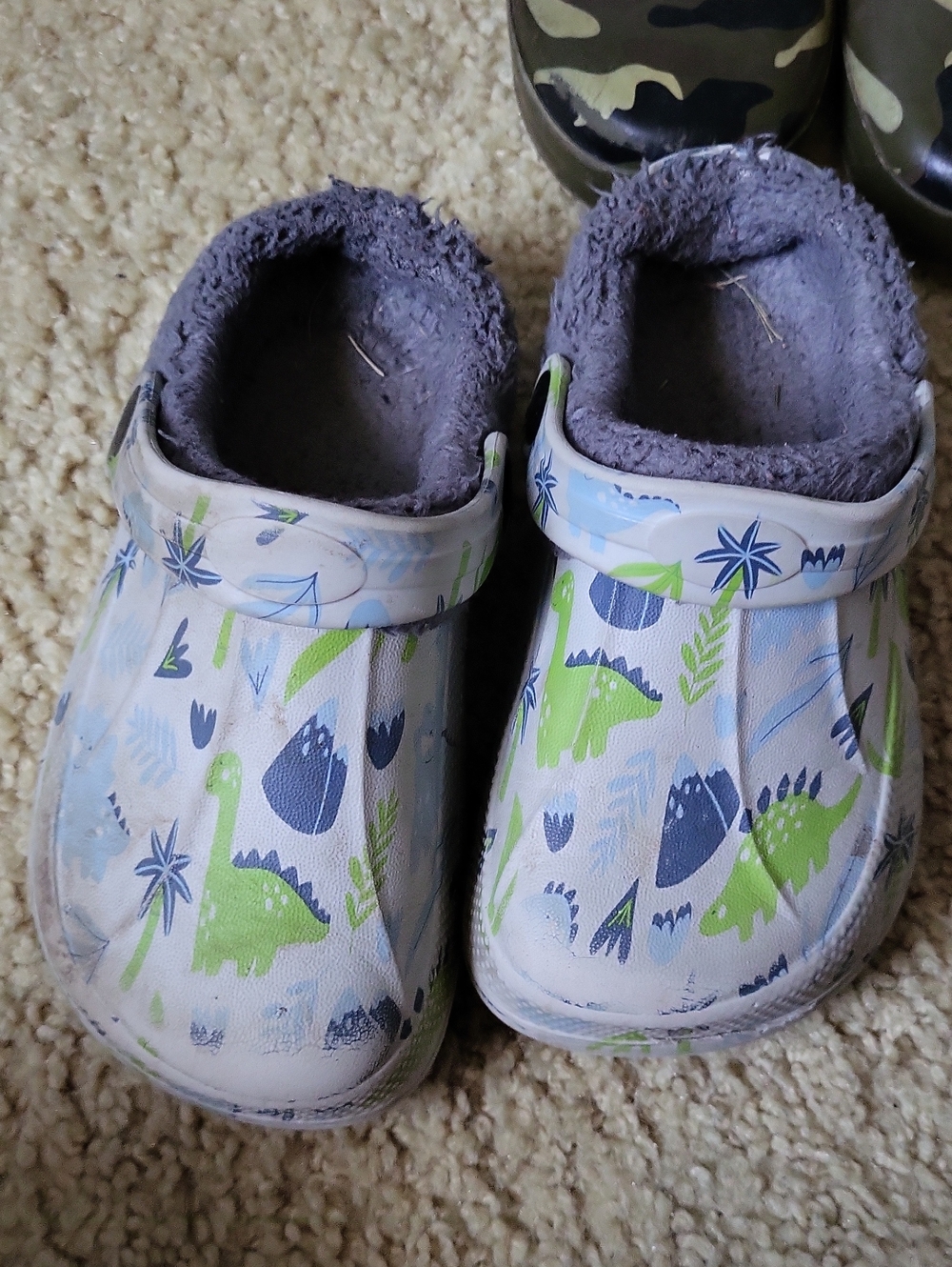 Kids Dinosaur Slip-On Clog - Green & Blue And Rain Boots Size 9/10